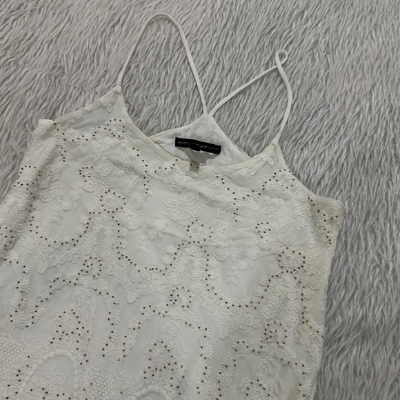 WHBM women’s white beaded embroidered lace tank top size xs - Picture 3 of 6